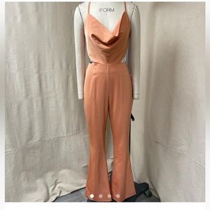 Peach/Pink cowel neck, open back jumpsuit UK 12/US 8